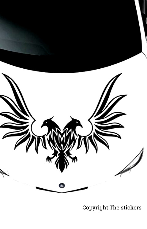 Car bonnet Eagle graphics matte black-The stickers